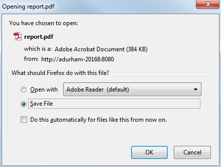 Save PDF file dialog when downloading a banded report