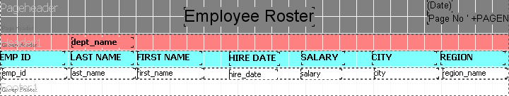 This image shows the report now containing the child band.