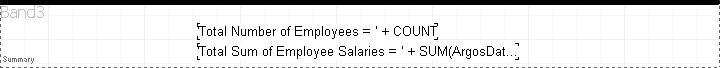 This image shows the format string for the Total Sum of Employees salary.  It includes the format selected in the previous step.