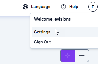 Hovering over the settings button in the menu bar