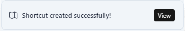 Shortcut created successfully