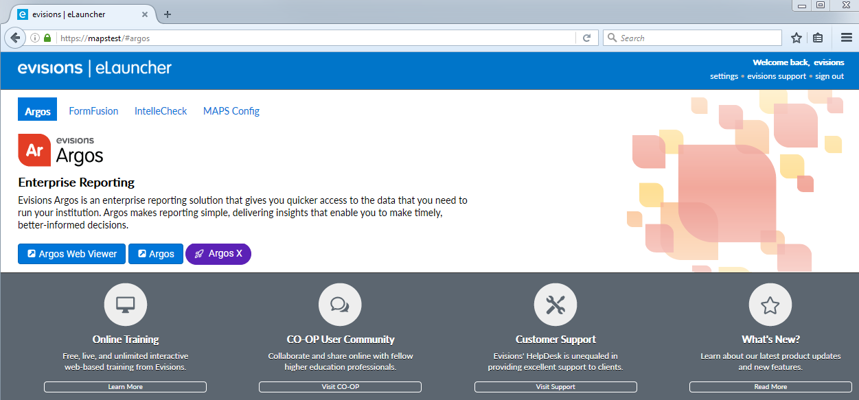 Product eLauncher showing each available product