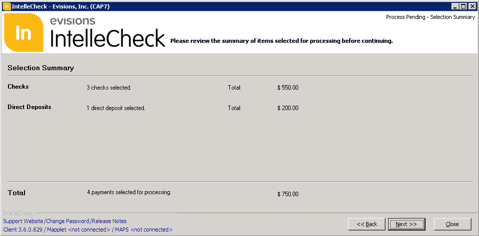 This image shows the Payment Summary Screen.