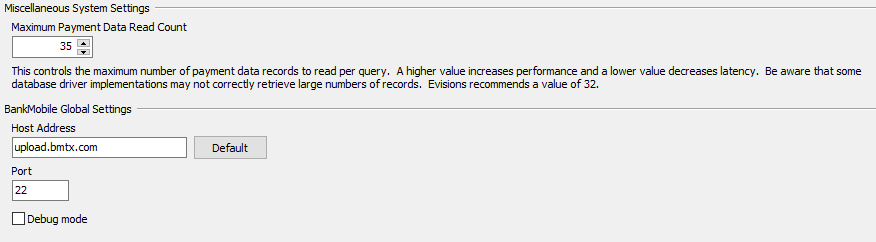 This image shows the Settings screen which contains the Maximum Payment Data Read Count option.