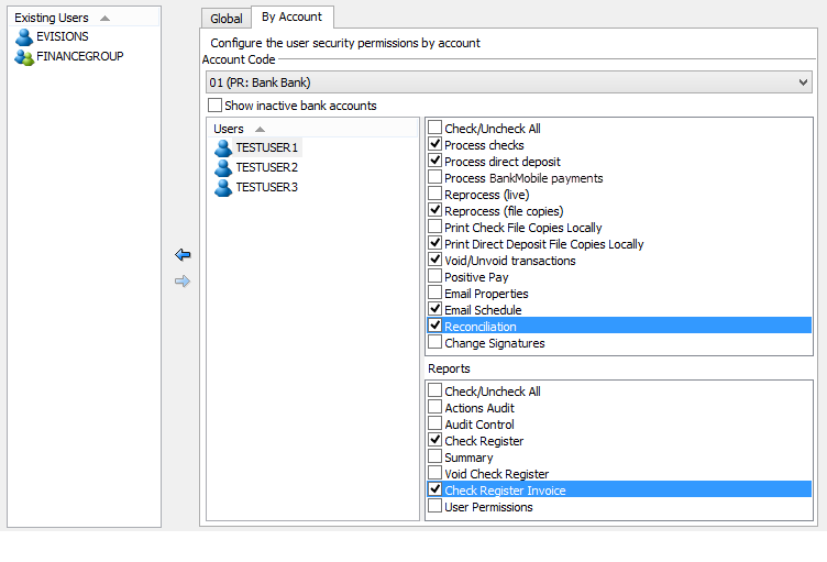 This image shows the User screen with the By Accountl tab selected.