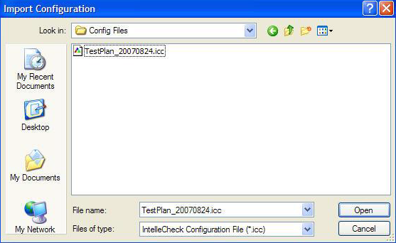 This image shows the Import Configuration dialog box.