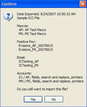 This image shows the Confirm dialog box which contains a summary of what was imported.