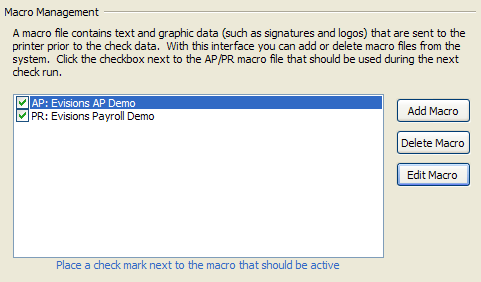 This image shows the Macro Management screen.