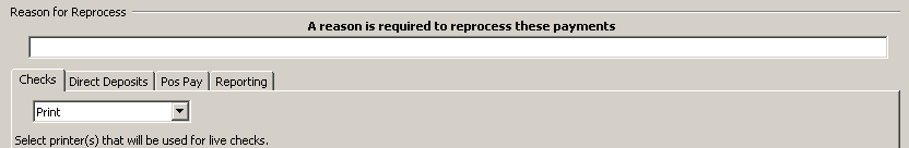 This image shows the Reason for Reprocess screen.